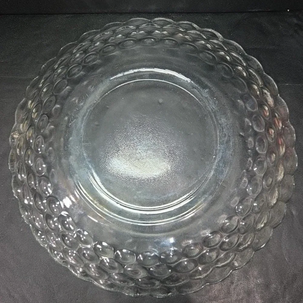 EAPG Bubble Clear Glass Chop Plate, Vtg Honeycomb Serving‎ Platter, Centerpiece
